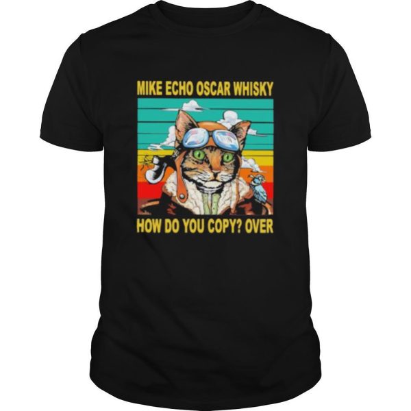 Cat pilots mike echo oscar whisky how do you copy over vintage retro shirt