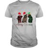 Cats Triple Santa Merry Christmas light shirt