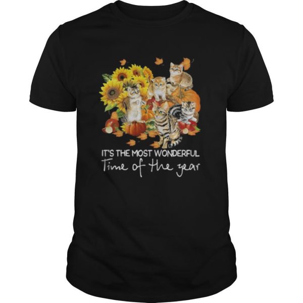 Cats it’s the most wonderful time of the year sunflowers leaves tree shirt