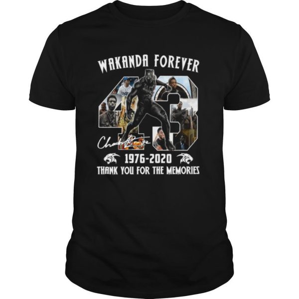 Chadwick Boseman Black Panther Wakanda Forever 43 Years 1976 2020 Thank You For The Memories Signature shirt