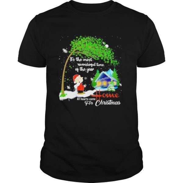 Charlie brown and snoopy it’s the most wonderful time of the year all hearts come home for christmas shirt