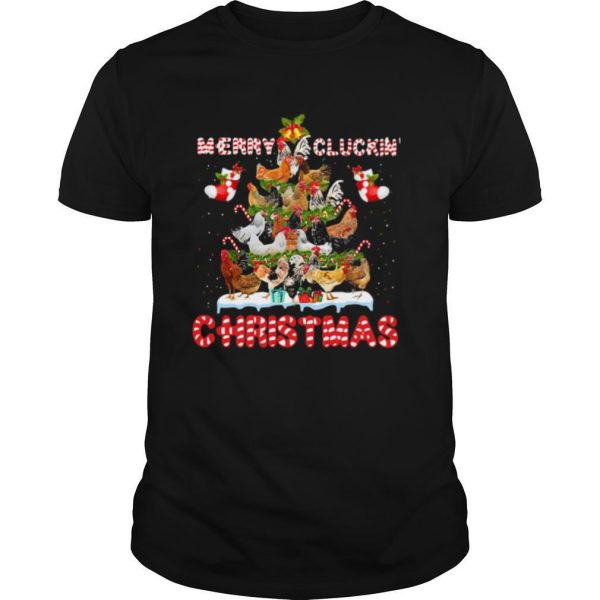 Chicken merry cluckin christmas tree shirt