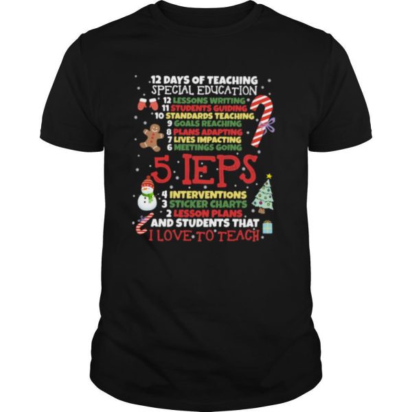 Christmas 12 days of teaching special education shirt