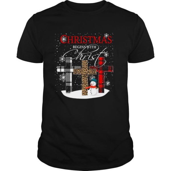 Christmas Begins With Christ Sowman Jesus Christmas Ugly shirt