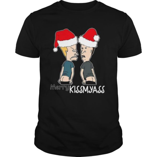 Christmas Cartoon Characters Naughty Merry kiss Ass shirt