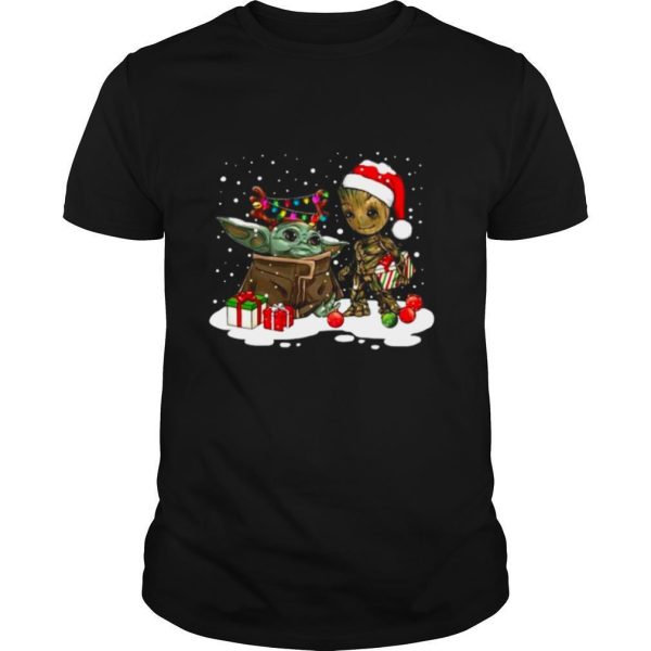 Christmas Collection Baby Yoda And Groot Santa Christmas Light shirt