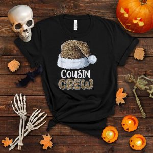 Christmas Cousin Crew leopard Santa hat Pajamas Family Xmas T Shirt