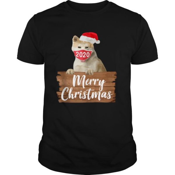 Christmas Dog Akita 2020 Mask Santa Hat shirt