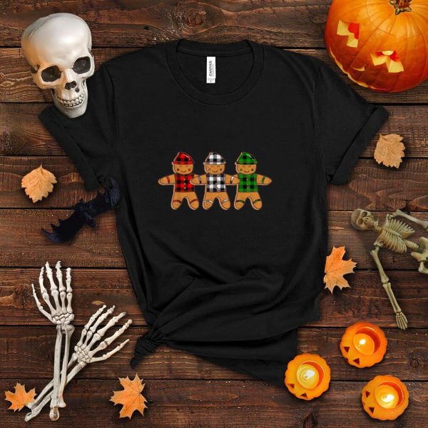 Christmas Gingerbread with Buffalo Plaid Print Xmas T Shirt