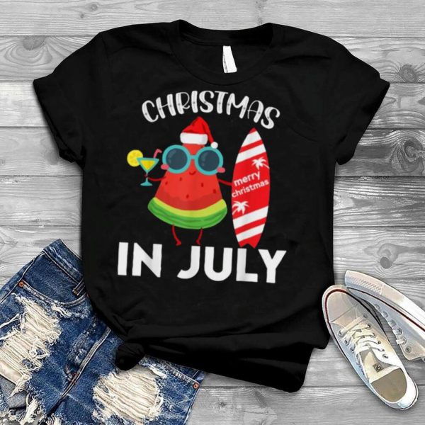 Christmas In July 2021 Watermelon Xmas Tree Summer Shirt