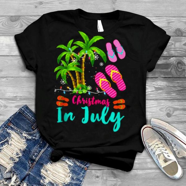 Christmas In July Ugly Christmas Flip Flops Summer Vacation T Shirt