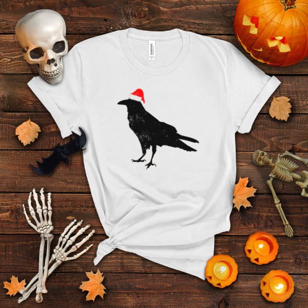 Christmas Pajamas Raven Santa Hat Shirt