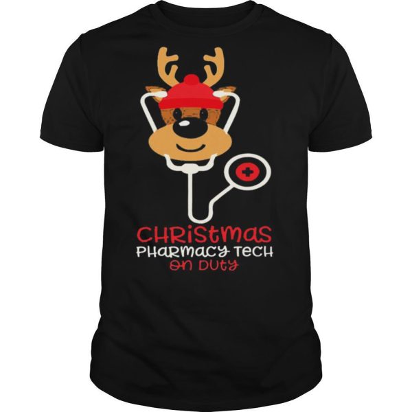 Christmas Pharmacy Tech On Duty Reindeer Nurse shirt