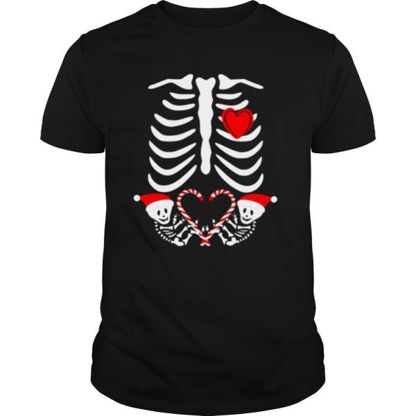 Christmas Pregnant Twins Mother Skeleton Baby shirt