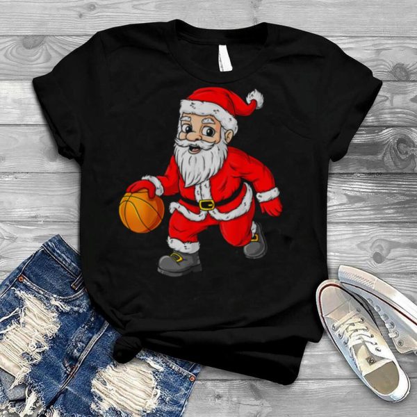 Christmas Santa Claus Dribbling A Basketball Xmas shirt