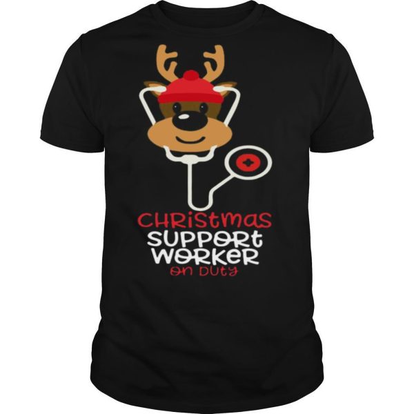 Christmas Support Worker Reindeer Nurse On Duty shirt