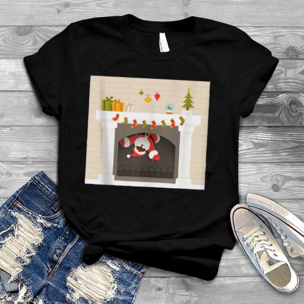 Christmas african santa claus stuck in fireplace shirt