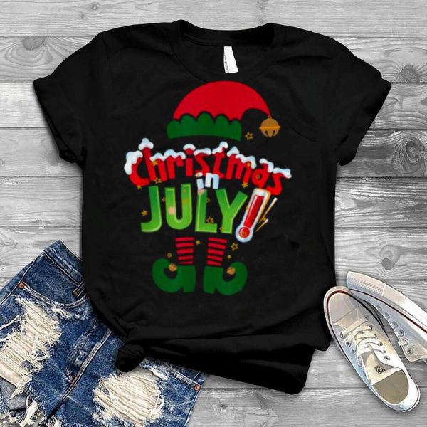 Christmas in July Summer Elf Santa Xmas T Shirt