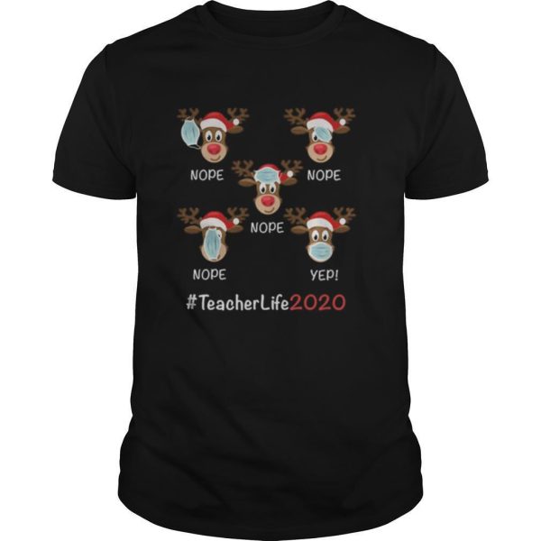 Christmas teacher life 2020 reindeer wearing mask shirt