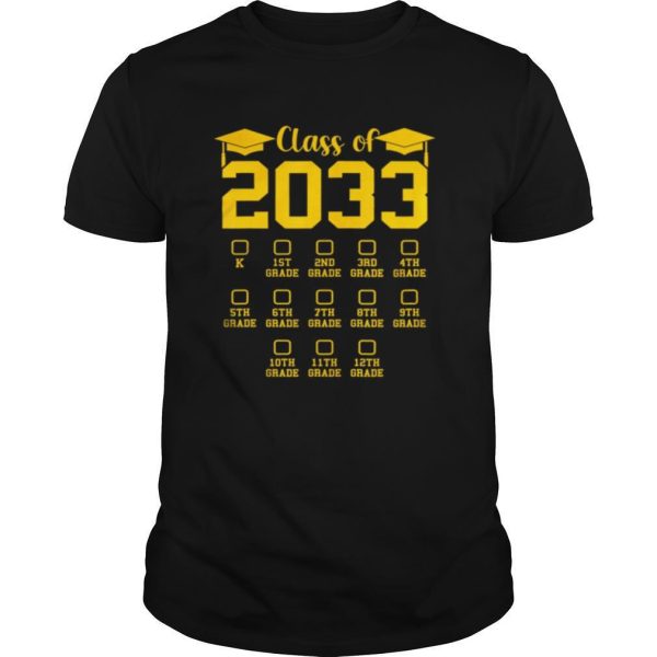 Class of 2033 Grow With Me, With Space For Checkmarks shirt