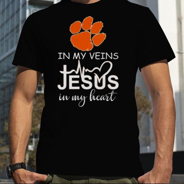 Clemson Tigers Logo 2023 In My Veins Jesus In My Heart shirt