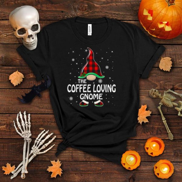 Coffee Loving Gnome Buffalo Plaid Matching Family Christmas T Shirt