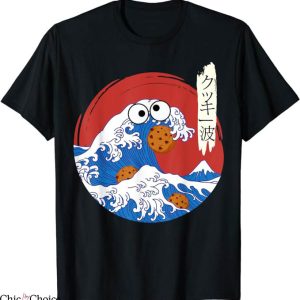 Cookie Monster T-Shirt Great Wave Monster Eating Cookies
