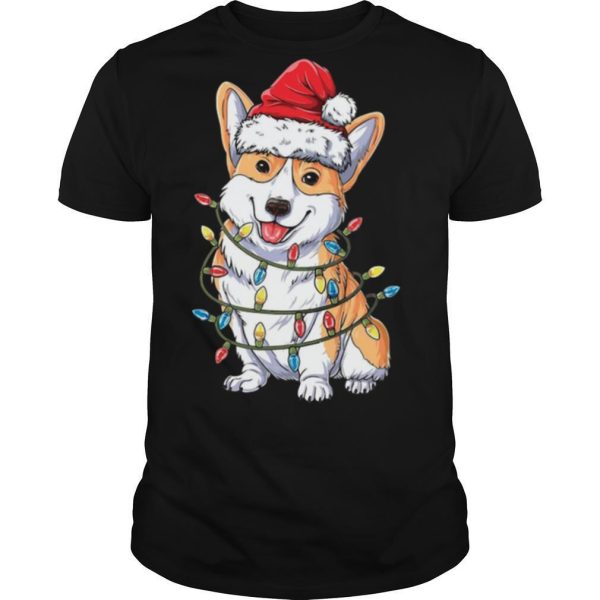 Corgi Santa Hat Christmas Light shirt