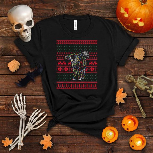 Cow Christmas Light Tree Cow Lover Ugly Christmas Shirt T Shirt