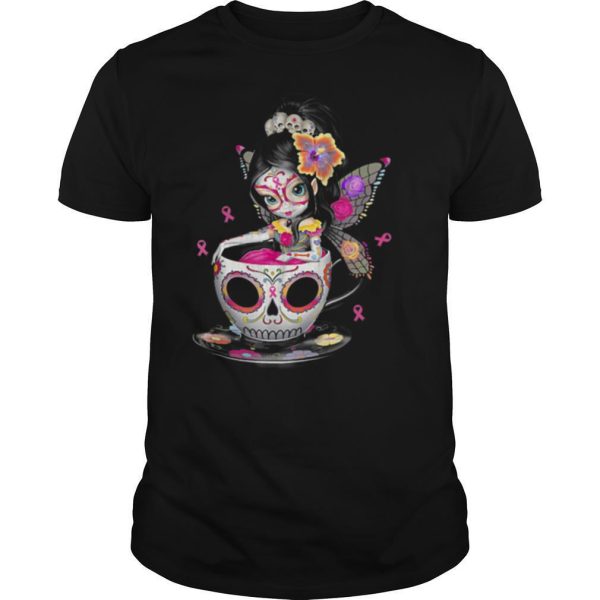 Cute Breast Cancer Girl Sugars Skull Halloween Day Dead shirt