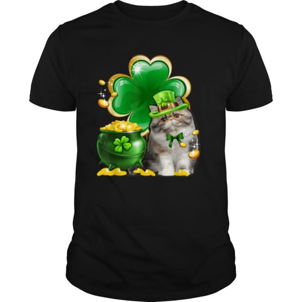 Cute Persian Cat Shamrock Irish Saint St Patrick Day T Shirt