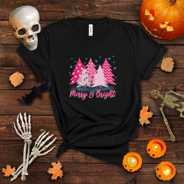 Cute Pink Christmas Tree Merry And Bright Xmas Costume T Shirt