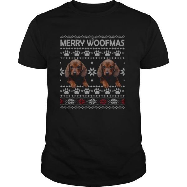 Dachshund Merry Woofmas Paw Ugly Merry Christmas shirt