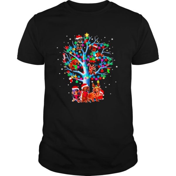 Dachshund Santa Tree Light Merry Christmas shirt