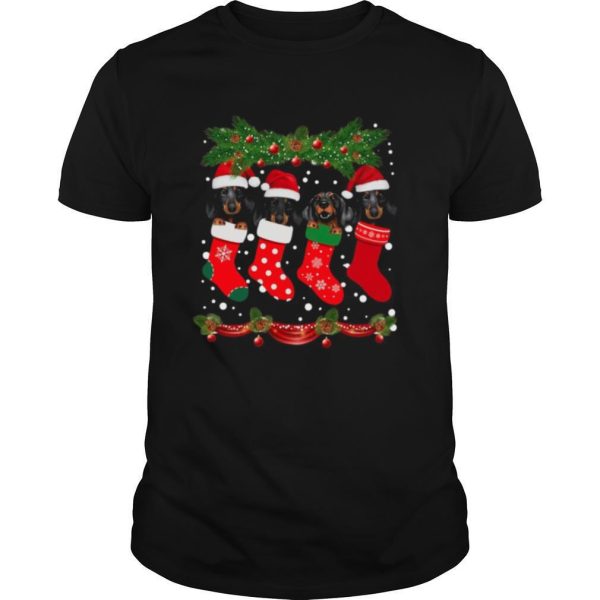 Dachshunds Santa In Socks Crew Neck Merry Christmas shirt