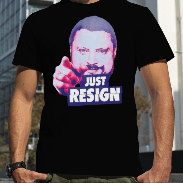 David Howell wearing just resign shirt