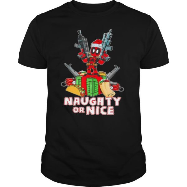 Deadpool Naughty Or Nice Merry Christmas shirt