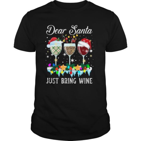 Dear Santa Just Bring Wine Christmas Pajama Costume shirt