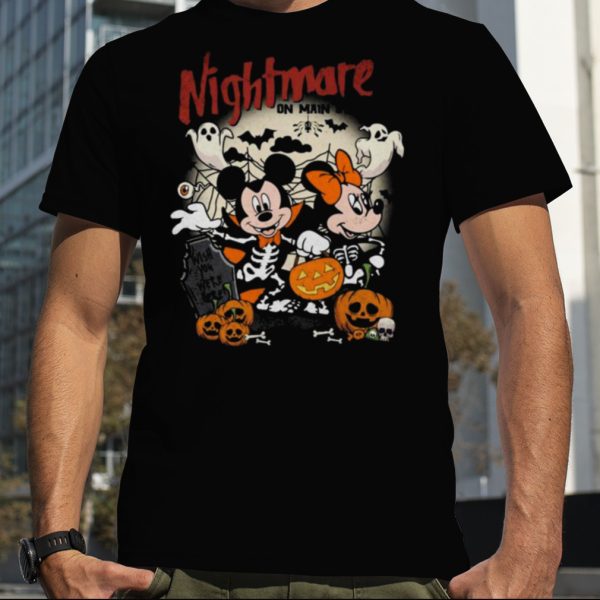 Disney Mickey And Minnie Mouse Nightmare On Main Street Wish You Were Here Halloween 2023 T shirt