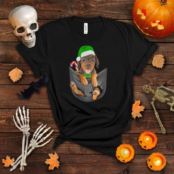 Doberman Elf Hat In Pocket Christmas Dogs Pajama Shirt