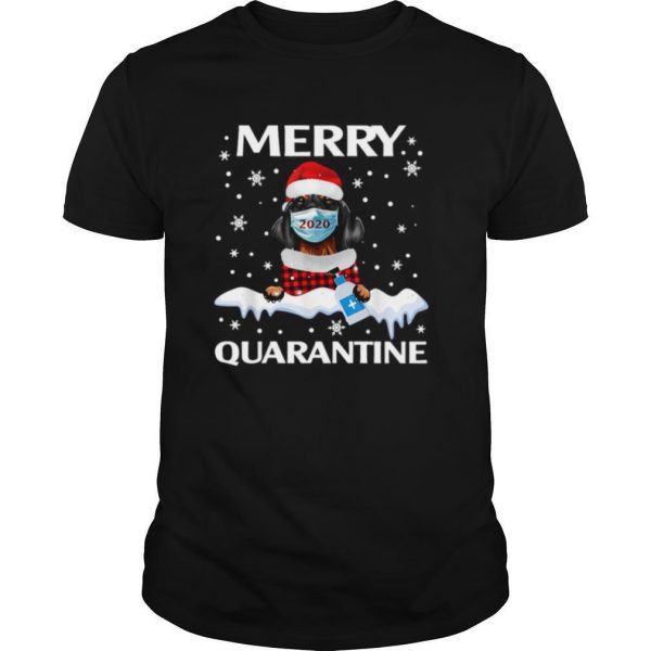 Dog Dachshund Face Mask Merry Christmas Quarantine shirt