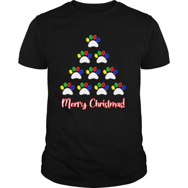 Dog Rescue of Iowa Dog Paw Merry Christmas Tree shirt