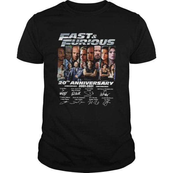 Fast And Furious 20th Anniversary 2001 2021 Signatures shirt