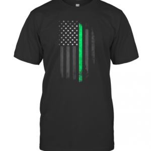 Green Line American Flag St Patrick’S Day T-Shirt
