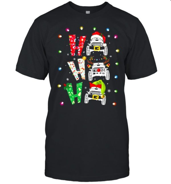 Ho Ho Ho Jeeps Santa Reindeer Elf Merry Christmas Light shirt