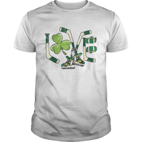 Ice Hockey Love St Patricks Day Cute Gift Goalie Clover Boys shirt