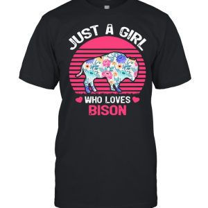 Just A Girl Who Loves Bison Vintage Retro T-shirt