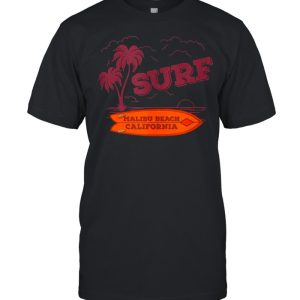 Malibu California with Palm Trees and Surfboard – Surfing Shirt