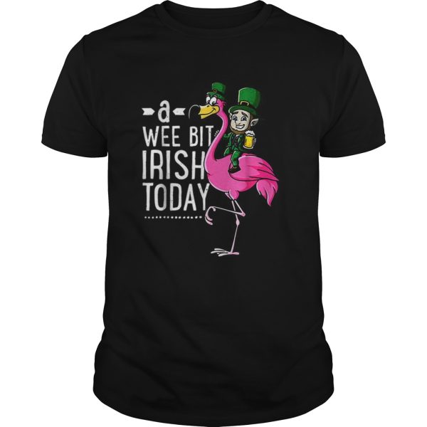 Nice A Wee Bit Irish Today Flamingo Leprechaun St Patricks Day shirt