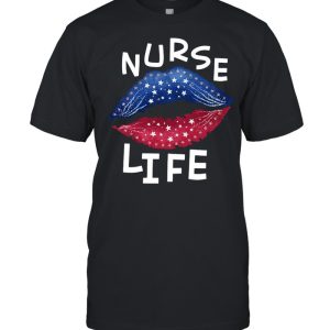 Nurse Life American Flag Lips T-shirt